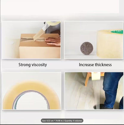 Heavy-Duty Transparent Packaging Tape – Strong Adhesive Clear Shipping & Sealing Tape for Boxes, Moving, Office & Home