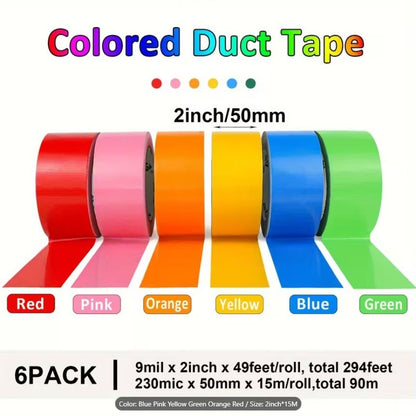 Heavy-Duty Clear Packing Tape (2.6mil, 10m Each) + 6pcs Multi-Color Waterproof Cloth Tape (9 Mil x 5.08cm x 14.94m) – Strong Adhesive, Durable Sealing for Shipping, Storage, Crafts & Repairs