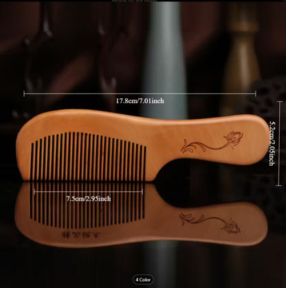 Thickened Durable Natural Peach Wood Comb