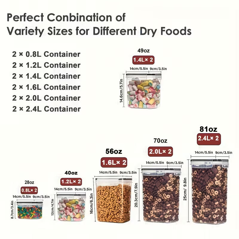 2025 New 6/12pcs Airtight Food Storage Container Set with Lids