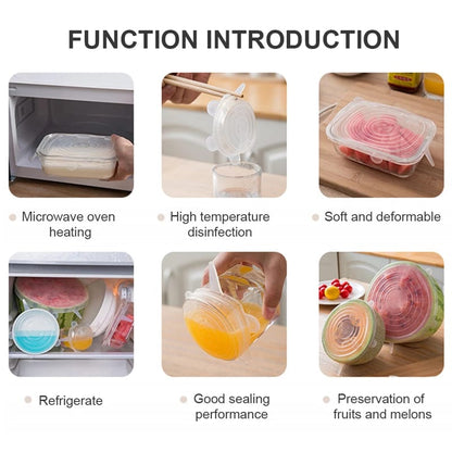 6 PCS Universal Food Silicone Stretch Lids