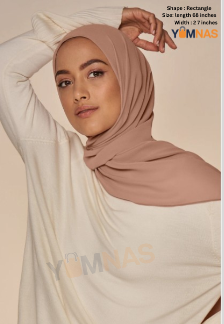 SANDY BROWN Luxury Chiffon Hijab for Women & Girls – Lightweight, Elegant, Non-Slip Georgette Scarf | Free Gift Included