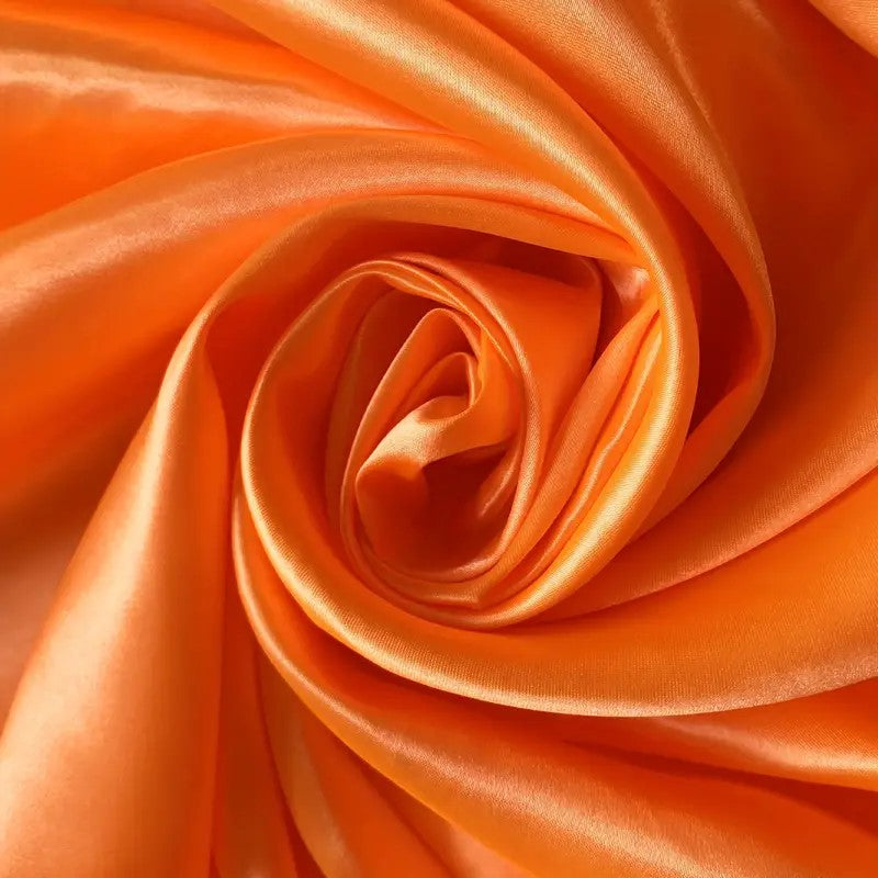 Orange Unstitched 2 Piece Plain Imported Korean Silk Shirt & Trouser Set for Women