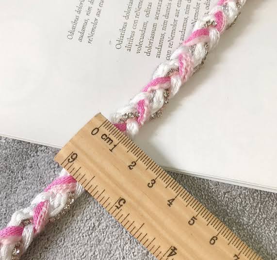 10 gaz Premium Quality Designer Braided and Rhinestone Trim Ribbon for Dress Designing, Neckline, Handbags, and Tailoring