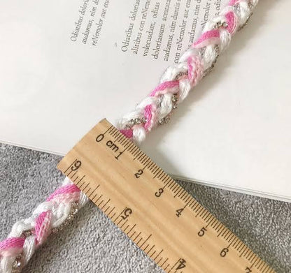 10 gaz Premium Quality Designer Braided and Rhinestone Trim Ribbon for Dress Designing, Neckline, Handbags, and Tailoring