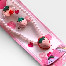 Kids Cute Butterfly Hair Clip and Colorful Beaded Necklace & Bracelet Jewelry Set for Girls - Fancy Party Wear Hair Accessories Combo