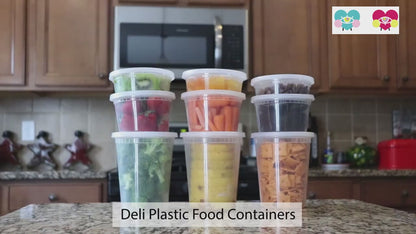 10pcs of 8oz/12oz/16oz Plastic Cooked Food Containers with Lids