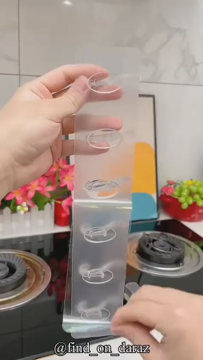 Transparent 6-Row Strong Adhesive Wall Hooks