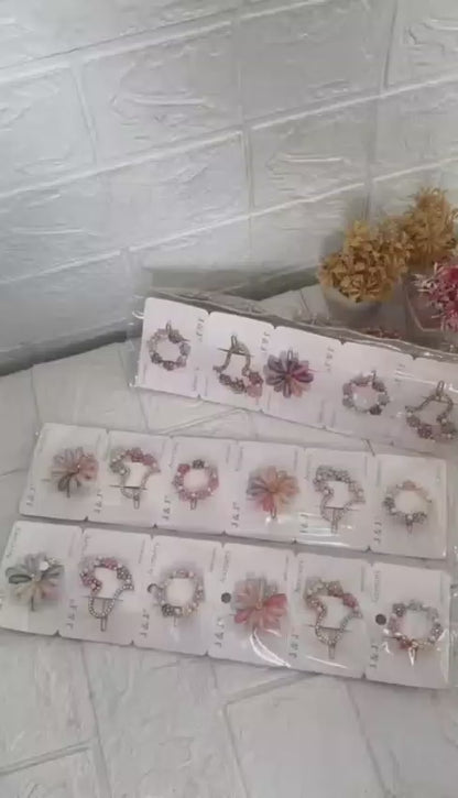 Set Korean Elegant Metal Hair Clips Barrettes with Geometric, Pearl, and Flower Designs