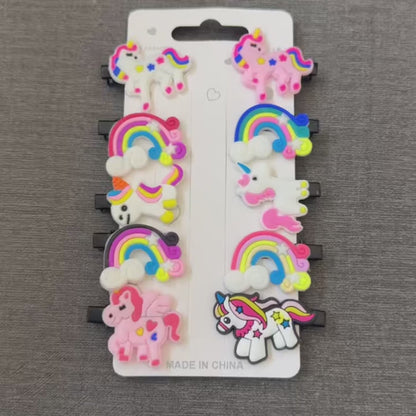 10pcs Rainbow Unicorn Hair Clips